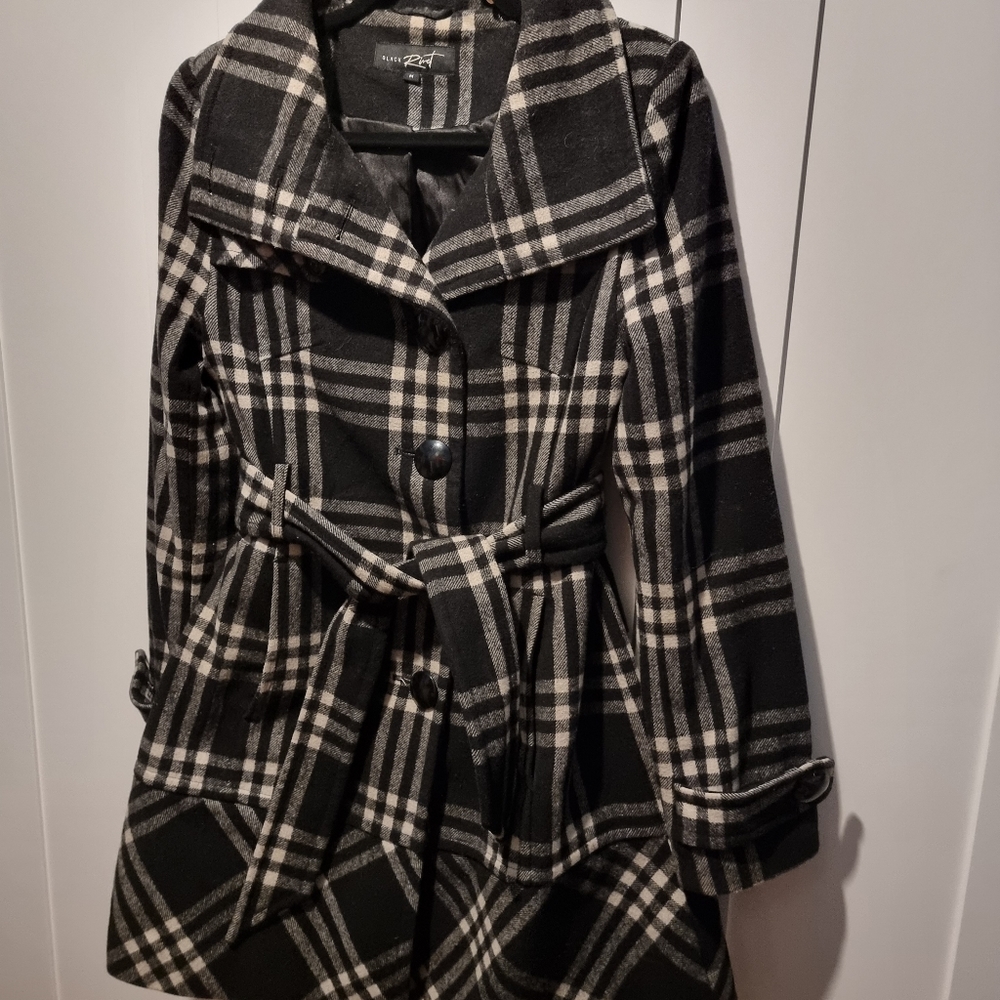 Black Rivet Plaid Lined Coat